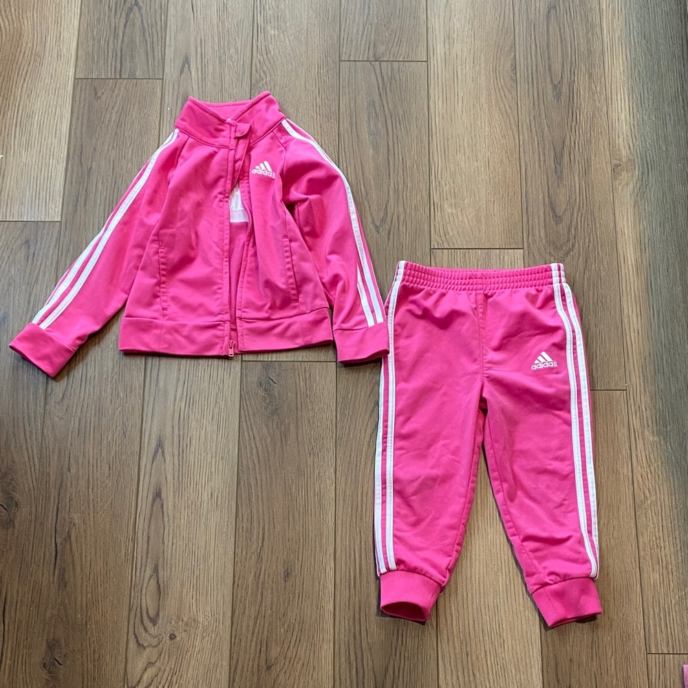 Adidas | Toddler Pink and White Tracksuit